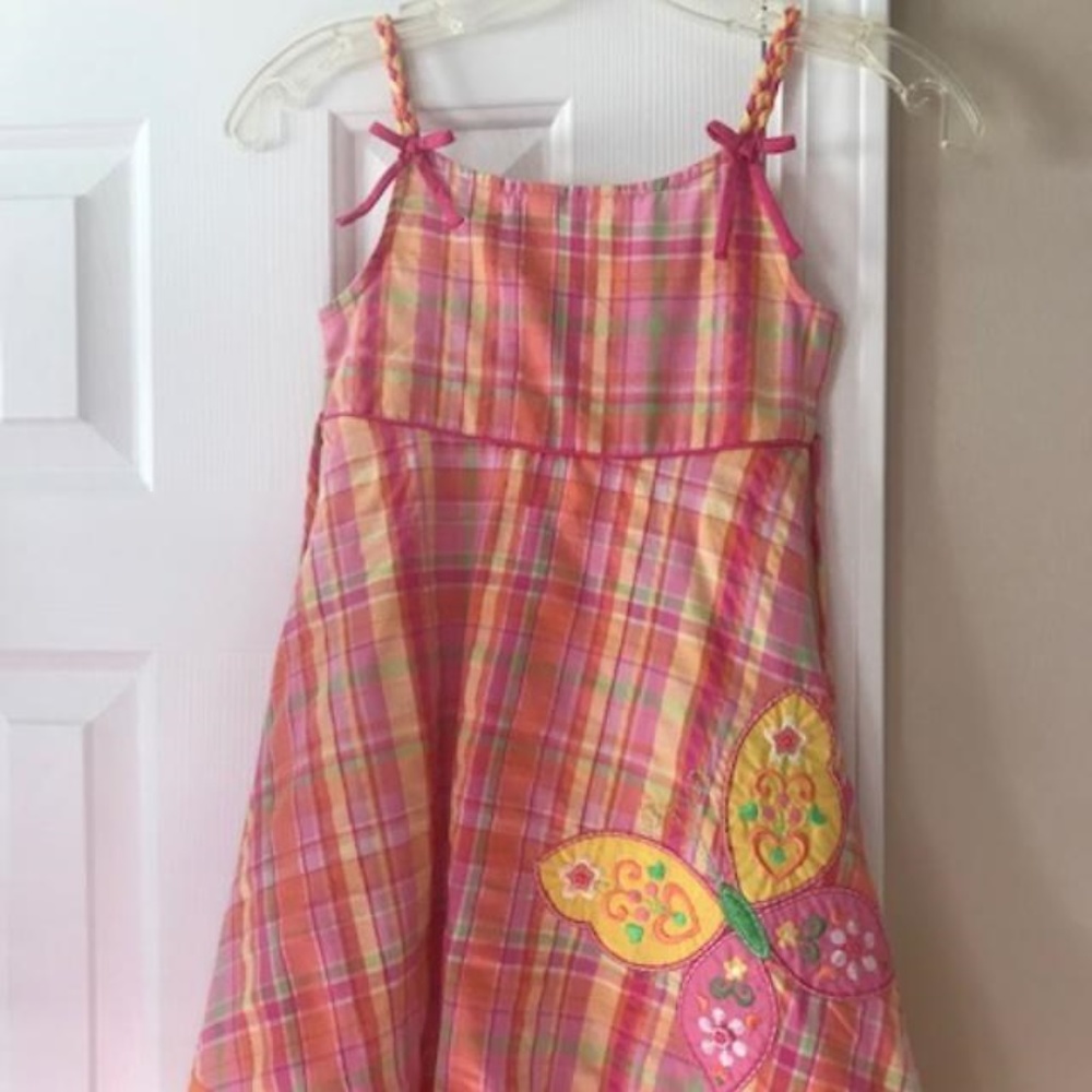 Girls Pink Cotton Butterfly Dress